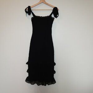Abercrombie & Fitch Tie-Strap Midi Dress in Black